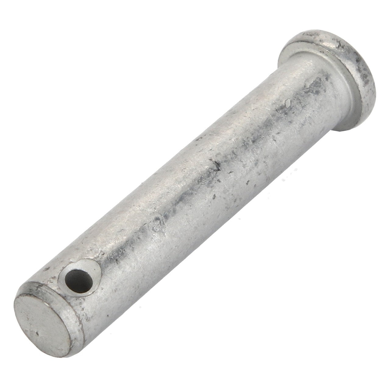 A cylindrical metal pin with a small hole towards one end and a wider, flat head on the opposite end. Product Name: AGCO | PIN - CH177-3405, Brand Name: AGCO.