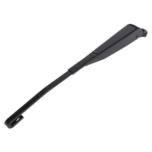 The AGCO | Wiper Arm - Acw1605010, a black metal windshield wiper arm by AGCO, is displayed against a white background. The arm is extended and features mounting holes at one end. No current product description information is available for additional details.