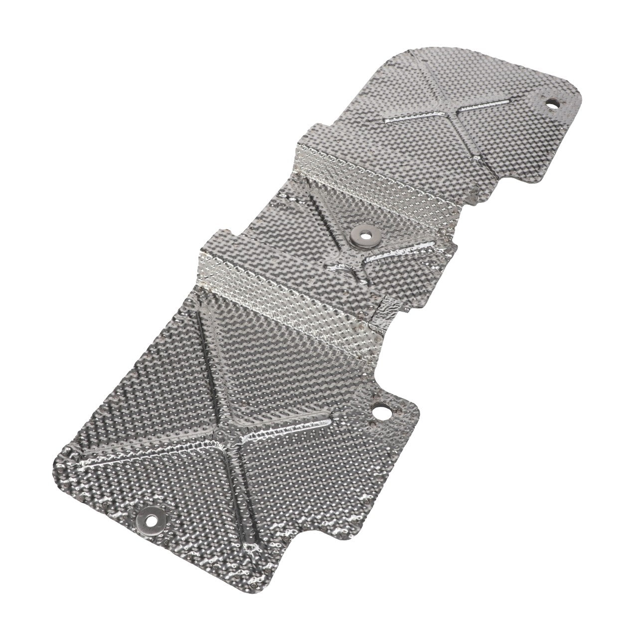 Introducing the AGCO Fender - Acp0583500 from the renowned brand AGCO: An automotive heat shield featuring a silver, perforated surface with multiple mounting holes, designed to protect components from high temperatures. No current product description available for this product.