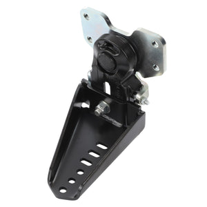 AGCO Console - G416700031030, featuring metal hinge bracket with slotted adjustment holes and mounting hardware, compatible with Fendt Vario tractors, in black and silver.