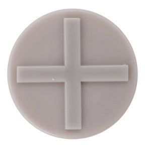 A round beige button with a raised plus sign in the center, similar to the controls on AGCO models, specifically the AGCO Padding - 4392870M1.