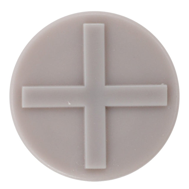 A round beige button with a raised plus sign in the center, similar to the controls on AGCO models, specifically the AGCO Padding - 4392870M1.