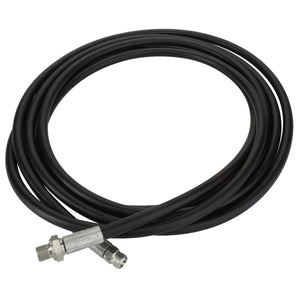 A coiled AGCO black hydraulic hose with metal connectors on both ends, cataloged as HYDR. HOSE - D45130054, for which no current product description information is available.