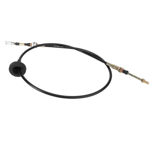 A black throttle cable with metal fittings at each end, designed for automotive use and compatible with Massey Ferguson applications, known as AGCO | Cable, Hitch, L= 1800 Mm - 4271478M2 by the brand AGCO.