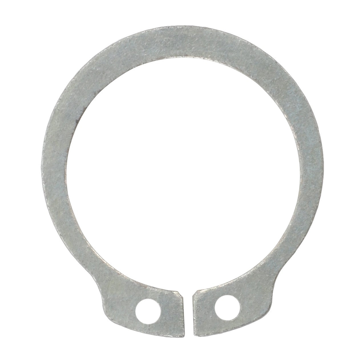 No current product description available for this image of the AGCO External Retaining Ring - 3006699X1, a metal circular retaining ring with two small holes at the ends.