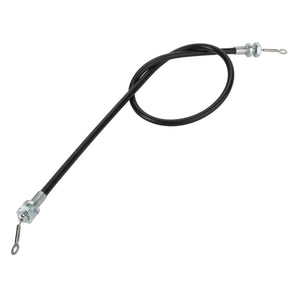 Introducing the AGCO | CABLE - AG137822, a robust black and silver mechanical cable from AGCO, designed with durable metal fittings at both ends—perfect for automotive or machinery applications.