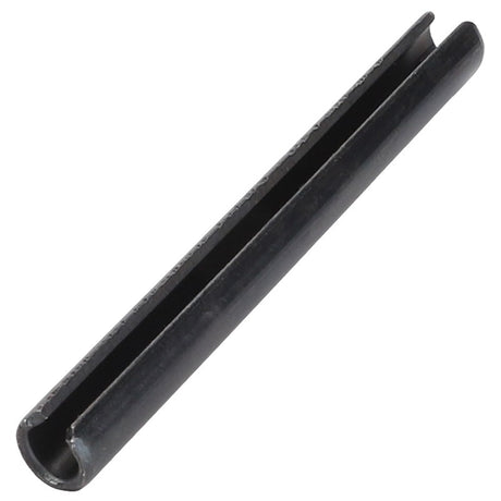 The AGCO Roll Pin - La14607970 is a cylindrical, greyish metal spring pin with a longitudinal slot running its entire length. This product currently lacks a detailed description.