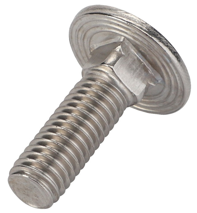 Close-up of an AGCO Round Head Square Neck Carriage Bolt - Acw6117850, featuring a silver metal finish with a flat, circular head and threaded body. No current product description information is available.