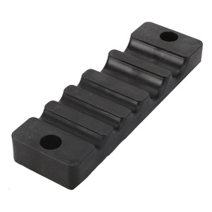 The AGCO | Flange - Acw052564B by AGCO is a black plastic, rectangular-shaped component that features four ridges and two holes at each end. No additional product description information is currently available.