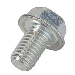 A close-up image of the AGCO LOCK SCREW - 0901-80-63-00, a metallic hex flange bolt with a partially threaded shank and a built-in washer. The bolt has a slight sheen, but no current product description information is available.