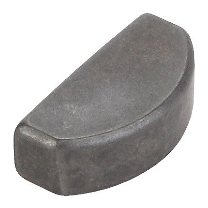 The AGCO | KEY - ATV0691-785 by AGCO is a versatile gray metal half-moon key used in mechanical applications, characterized by its sturdy flat side and smoothly curved side.