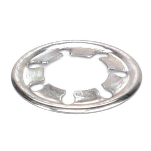 A circular metallic lock washer with six inward-facing tabs evenly spaced around its inner edge, reminiscent of the precision found in Fendt Vario machinery; the AGCO Lock Washer - X536716000000.