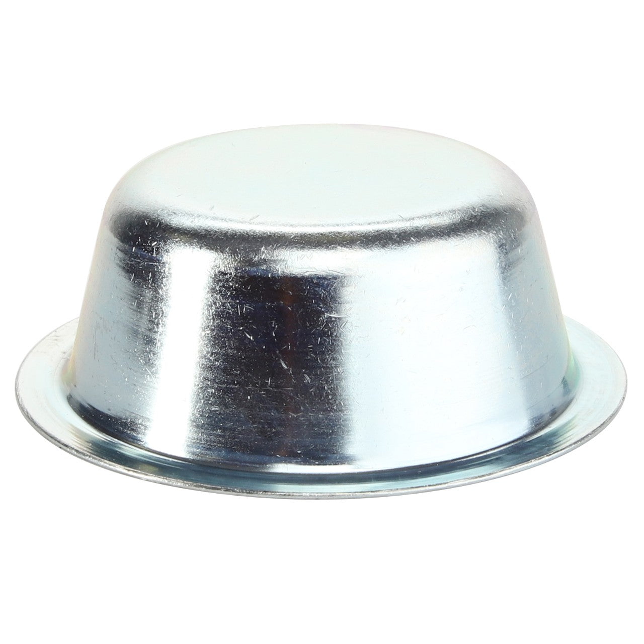 An AGCO | CAP - D27100711, a round, silver-colored metal bowl, is turned upside down against a plain white background. No current product description information is available for this item.