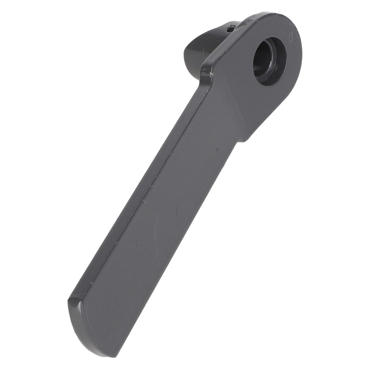 The AGCO Lever - Acx2719680 is a black, L-shaped metal lever featuring a hole at the top end. No additional product description information is available beyond this basic outline.