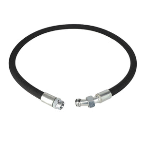 Here’s an updated product description based on the provided information:

The AGCO Cooler Hose 4280490M1 is a black, flexible hose featuring durable metal fittings on both ends. One end is equipped with a nut, while the other end comes with a male connector. Further product details are currently unavailable beyond these specifications. This high-quality part is brought to you by the reputable AGCO brand.