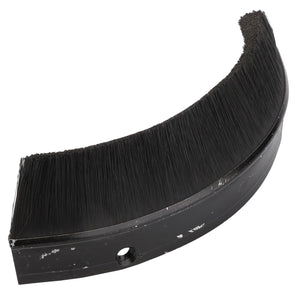 The AGCO Element - La320598850 is a curved black cleaning brush attachment featuring densely packed bristles along one edge and a small hole in the center of the base.