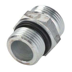 A metal threaded pipe connector with an attached rubber gasket, though no current product information is available for AGCO | Connector Fitting - Acw1631410 by AGCO.