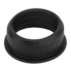 The AGCO | Gasket - Acp0691570 from AGCO is a black rubber grommet featuring a grooved exterior and a hollow center, commonly used for insulating or protecting cables that pass through metal plates. It is available in various sizes to meet different needs.