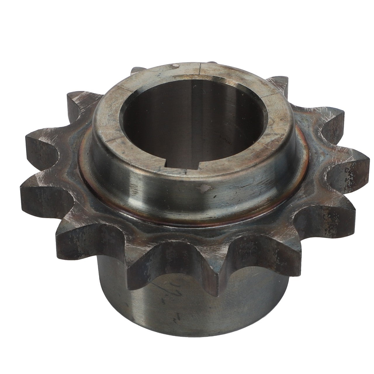 The AGCO | Sprocket - La300114384, a metal sprocket gear with 11 teeth and a central cylindrical hole for mounting, is shown against a plain white background. No current product description available for this product.