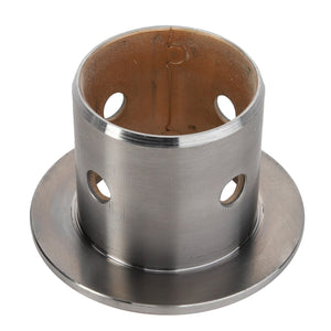 Introducing the AGCO Bush - La300134620: A cylindrical metal flange designed with four evenly spaced holes, ideal for a variety of mechanical applications. Produced by the renowned brand AGCO.