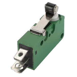 Close-up image of the AGCO | SWITCH - CG1194106090, a green micro switch featuring metal terminals and a lever actuator. No current product description information is available.