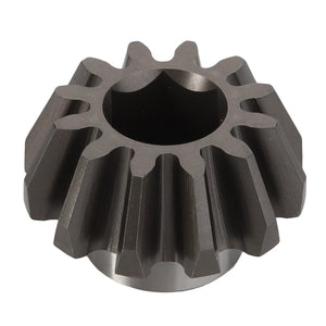 Close-up of a metallic gear with twelve teeth and a hollow cylindrical center. The gear has a dark, matte finish, showcasing AGCO's Bevel Gear - Fel152231, known for its consistent quality and durability.