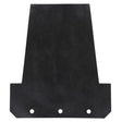 The AGCO | Rubber Strip - Fel200057, produced by AGCO, is a black rubber sheet with a trapezoidal shape, featuring three holes along the bottom edge and a uniform surface texture. It's ideal for use with Fendt Models.