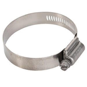 The AGCO | CLAMP - AG125817 by AGCO features a metal hose clamp with an adjustable screw mechanism and a perforated strap. No current product description information is available.