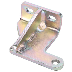 The AGCO Bracket - Acw3851060 is a metal bracket with two bolt holes at the base and one at the vertical end, featuring welded seams and a reflective coating. Please note that no current product description information is available for further details.