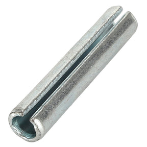 A close-up image of the AGCO ROLL PIN - AG562971, a metallic cylinder-shaped spring pin with a longitudinal slot running through its length. No current product description information is available.
