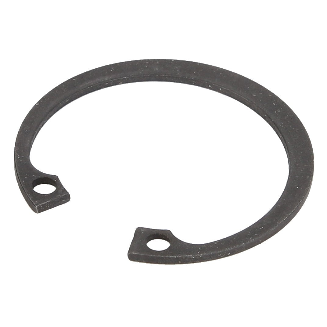 Close-up image of an AGCO Lock Washer (Acp0357500) in black, featuring a circular shape with two flat ends and small holes for seamless installation.