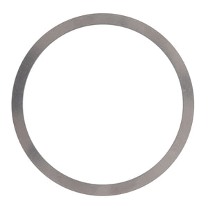 A flat, circular metal ring with a smooth surface and uniform width, compatible with Massey Ferguson machinery, known as the AGCO Adjusting Shim - 3797375M1.