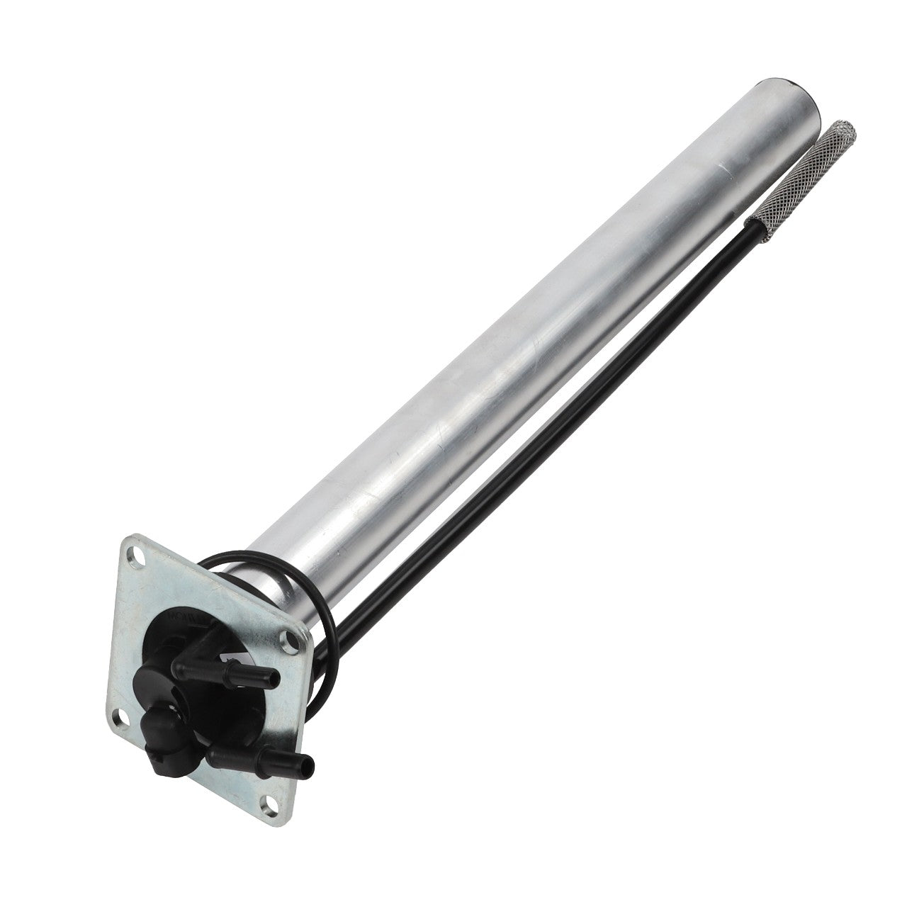 The AGCO | Dipstick - Acw0788450 by AGCO is a cylindrical metal tube with attached wires and connectors, mounted on a square base with four screw holes. No current product description information is available.