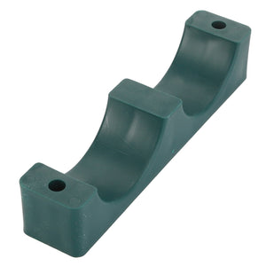 AGCO Clamp - Acw0621250 is a green plastic saddle clamp featuring two rounded sections and two mounting holes. At present, there is no detailed product description available for this AGCO brand item.