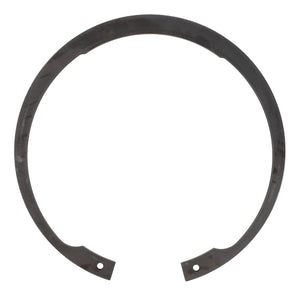 The AGCO Snap Ring - Acp0410970 is a metallic circular retaining ring featuring two small holes near its open ends; no current product description available.