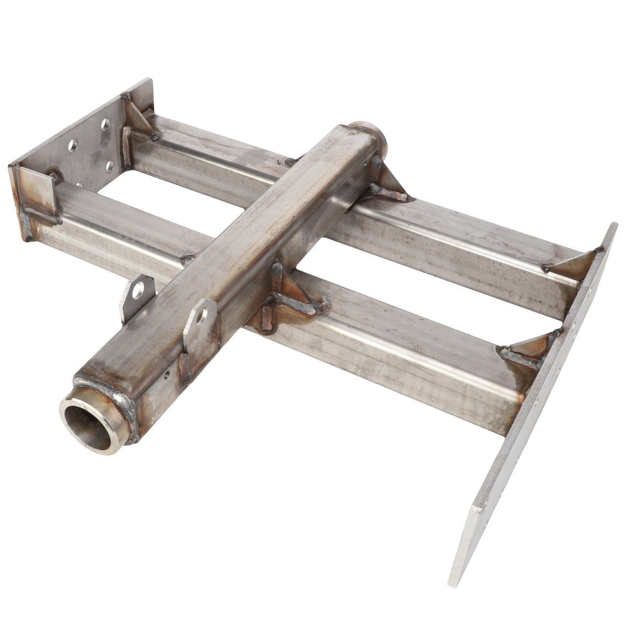 A robust metal framework structure, AGCO | MOUNTING - AG059321 by AGCO, featuring a horizontal cylindrical component and secure mounting brackets on both ends.