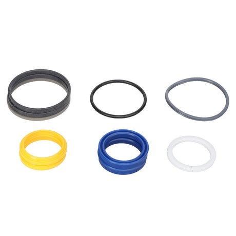 The AGCO Joint/Gasket Kit (3907165M91) features a collection of seven differently colored rubber and plastic O-rings, arranged in two rows against a white background.