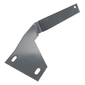 Product Description: The AGCO | BRACKET - D28186737 is a grey, metal bracket featuring two holes on one end and an elongated tab on the other end.