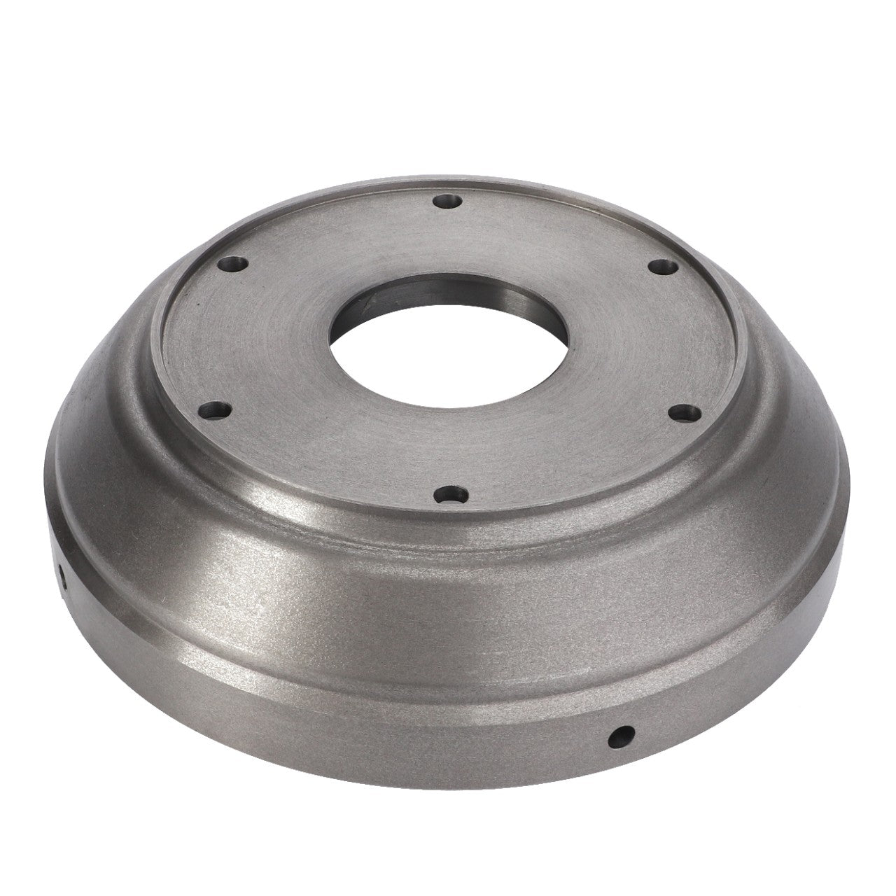 A high-grade heat forged steel component part crafted by AGCO, the AGCO | Housing - 3796316M3, is a metallic round housing featuring a central hole and several smaller surrounding holes arranged symmetrically.