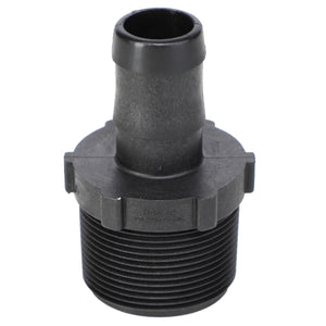 AGCO Barbed Connector - Ag051533, a black plastic fitting featuring a threaded end and a hose connection end from the trusted AGCO brand.