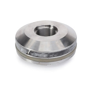 A metal cylindrical component, named AGCO | PISTON - F931860030050, with a threaded inner bore and smooth outer surface, functioning as a mechanical coupling or adapter.