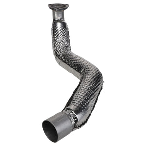 The AGCO Tube - 4292500M1 is a flexible metal exhaust pipe with a textured surface and two different-sized openings at either end, making it ideal for use with Fendt or Massey Ferguson equipment.