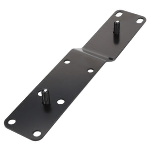 A black metal mounting bracket with six holes, two protruding threaded bolts, and Fendt Fitment compatibility (AGCO | Support - 4352798M2).