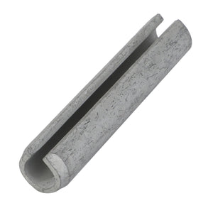 A close-up image of the AGCO Roll Pin (9-1070-0039-4) reveals its sturdy metal U-channel structure with a weathered, gray appearance and a hollow interior, reminiscent of the robust design characteristic of Valtra or Massey Ferguson machinery.