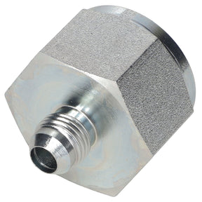 Close-up of the AGCO ADAPTER FITTING (AG562550) featuring a straight metal hydraulic design with a hexagonal body and threaded male JIC end.
