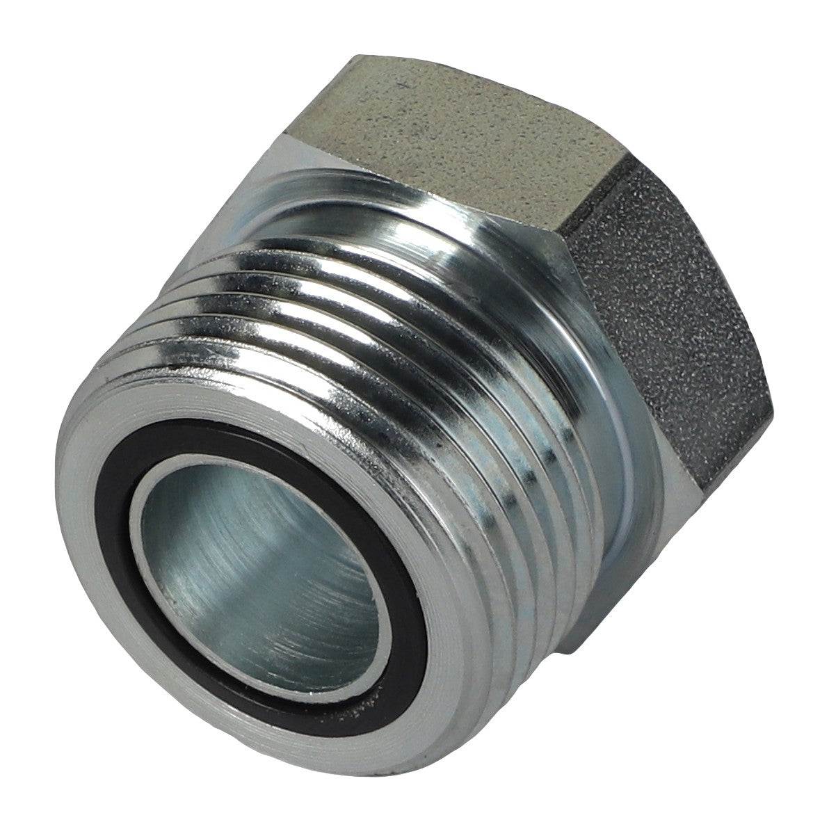 The AGCO | HEX HEAD PLUG - AG519379 is a metallic threaded pipe plug featuring a hexagonal head and an O-ring seal. Currently, there is no additional product description information available.