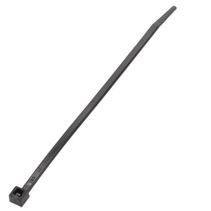 The AGCO | CABLE TIE - D45007800, a black plastic cable tie with a self-locking mechanism, is displayed against a white background. No current product description information available.