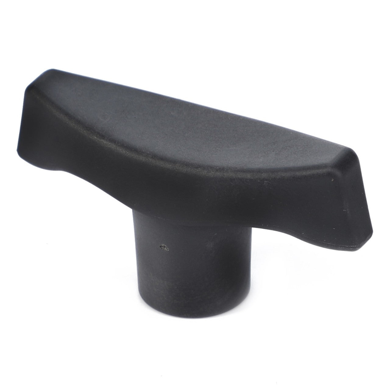 The AGCO Grip, Trailer Hitch Release - 4271479M1 is a black plastic T-shaped knob with a cylindrical base, designed specifically for Genuine Controls on Massey Ferguson Models.