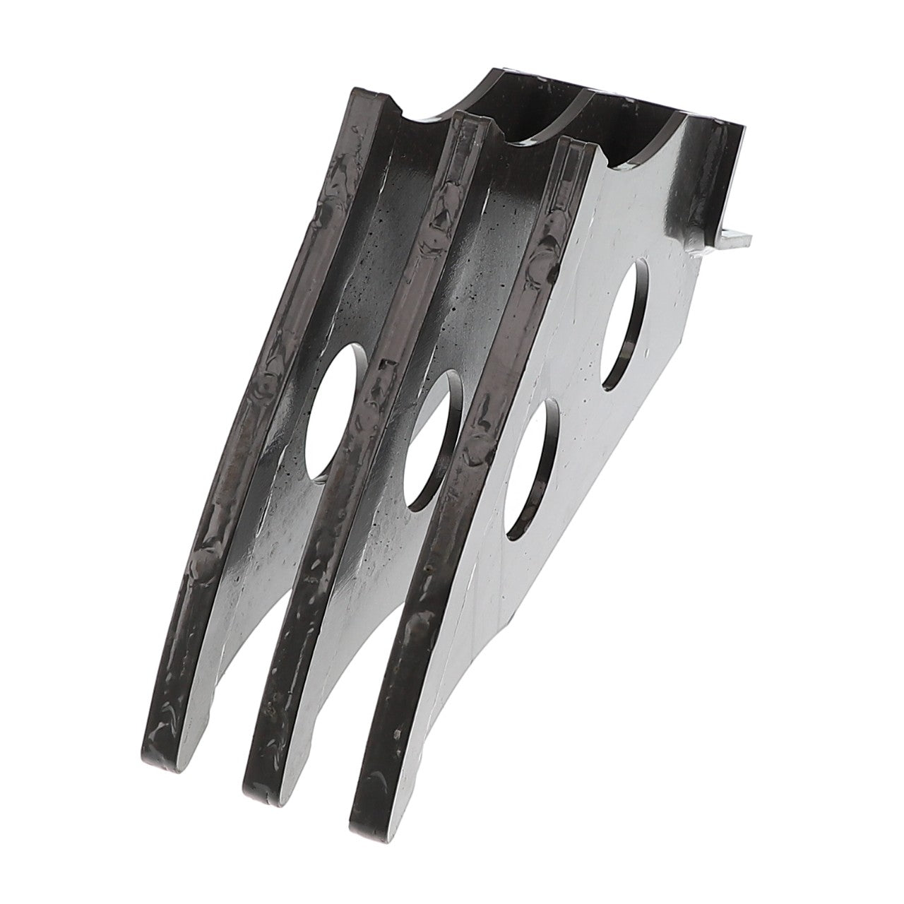 The AGCO Stripper - ACW3192680, a three-pronged black metal tool featuring oblong holes in each prong and intended for industrial or mechanical applications, is displayed on a white background. Currently, no additional product description information is available.