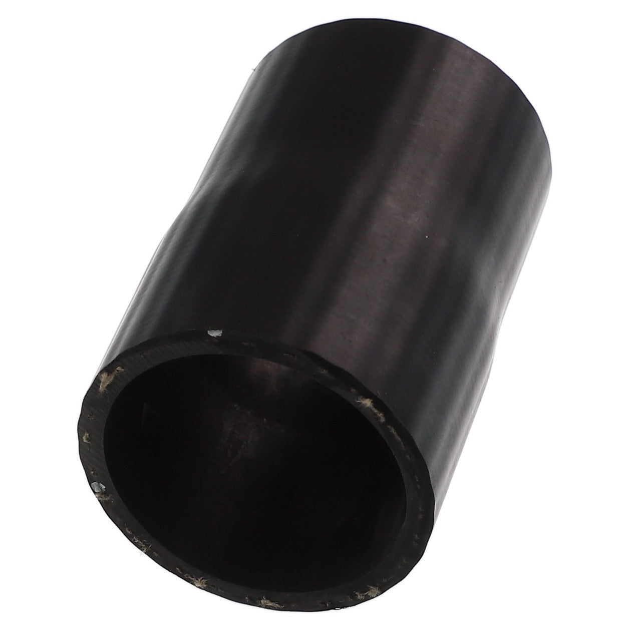 Introducing the AGCO | Connector - Acw0425090, a cylindrical black pipe segment with an open end, featuring a smooth, slightly glossy surface and minor visible imperfections.